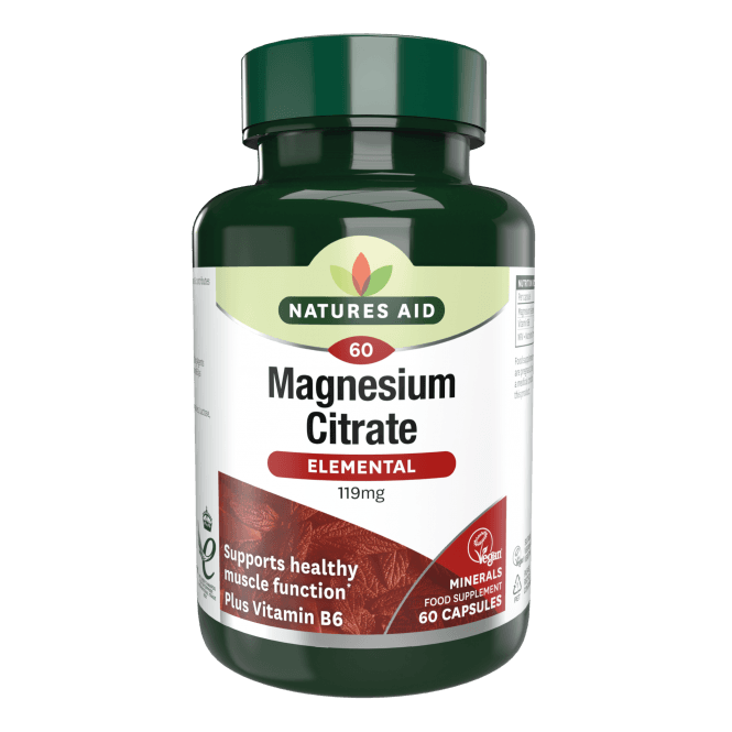 Citrat de magneziu + Vitamina B6 (citrat de magneziu elementar) 119 mg 60 capsule NaturesAid