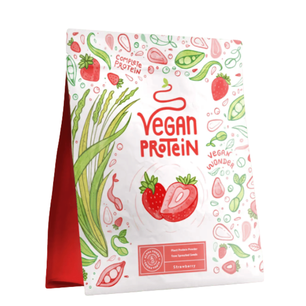 Căpșuni cu pulbere de proteine vegane - 600 g fabricate în Germania - Alpha Foods
