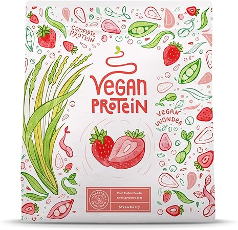 Căpșuni cu pulbere de proteine vegane - 600 g fabricate în Germania - Alpha Foods