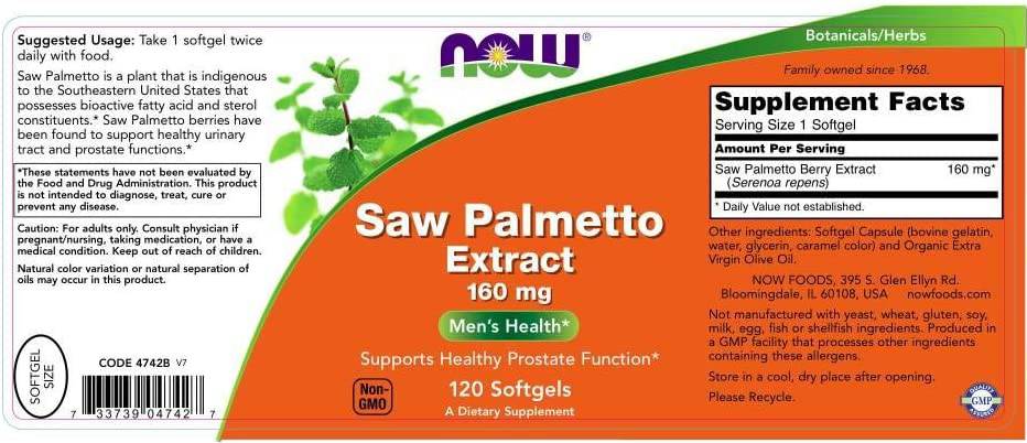 Saw Palmetto Extract 160 mg - 120 capsule de gel