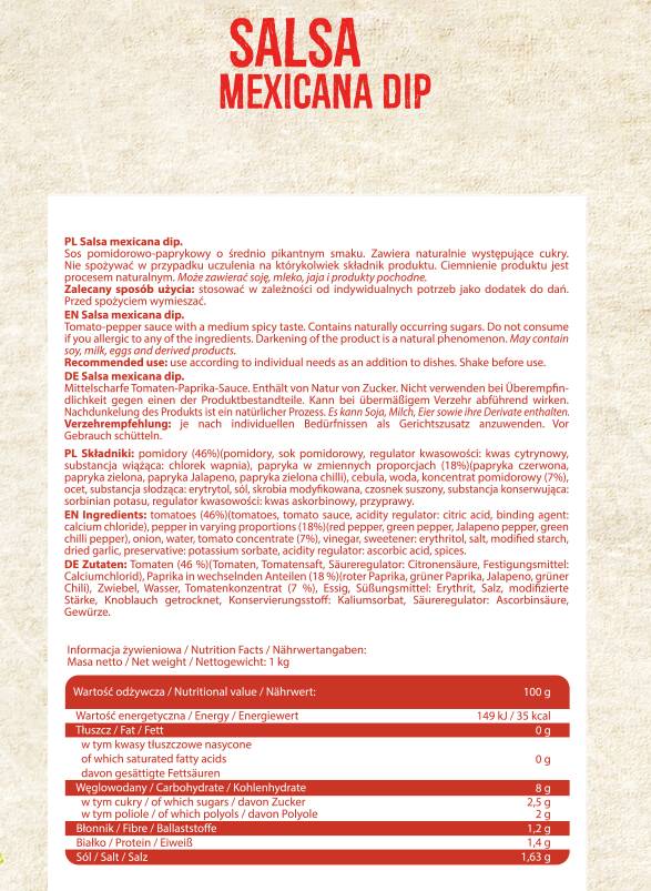 Salsa Mexicana Dip - 1000 de grame