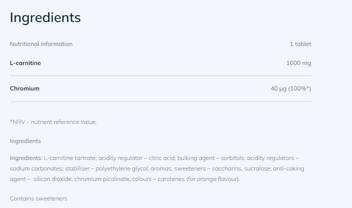 L-carnitina aurie 1000 + crom / 20 tablete efervescente - 0