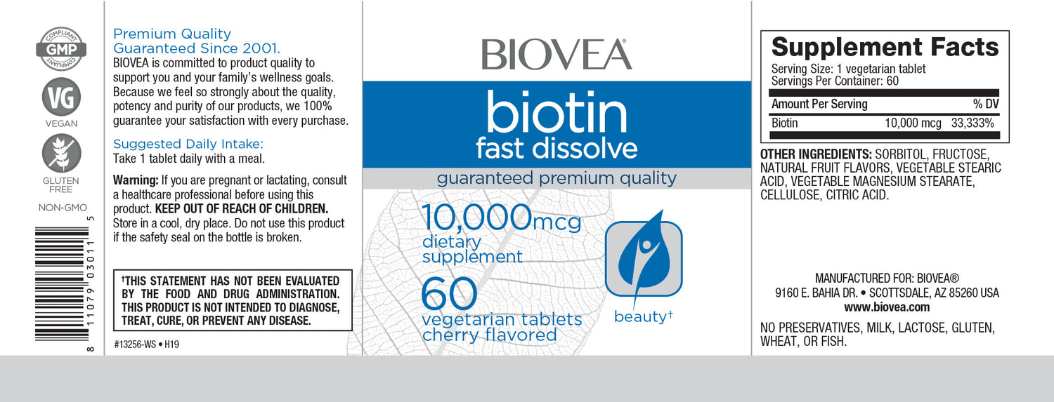 Biotină 10.000 dizolvare rapidă / 60 comprimate