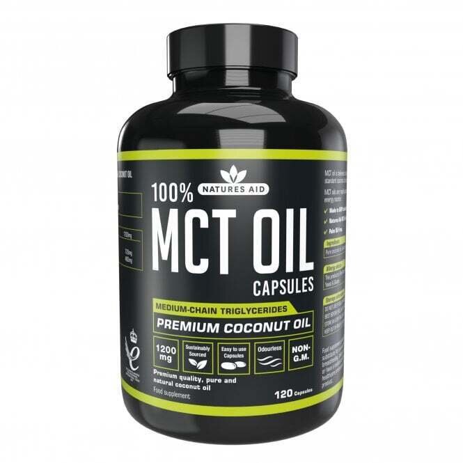 Medium Chain Triglycerides from Coconut Oil (100% MCT Oil) 1200mg 120 Capsules NaturesAid - Nutra Best Europe