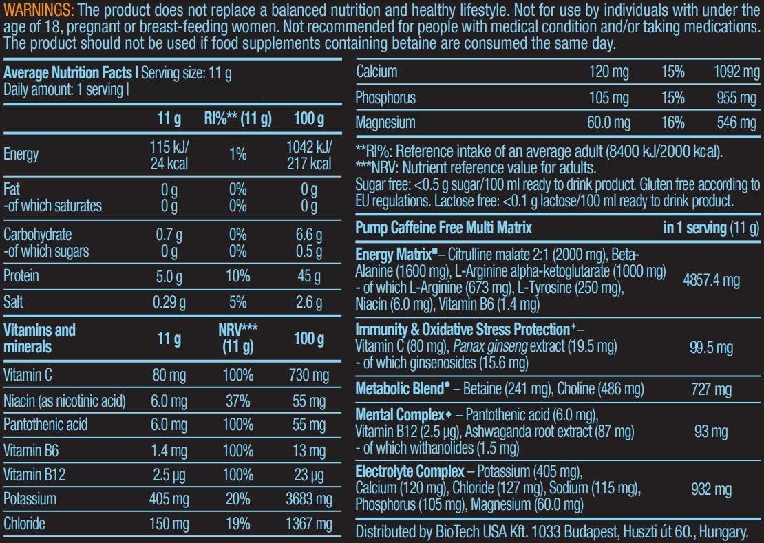 Pump Pudră de băutură fără cafeină / 11 g