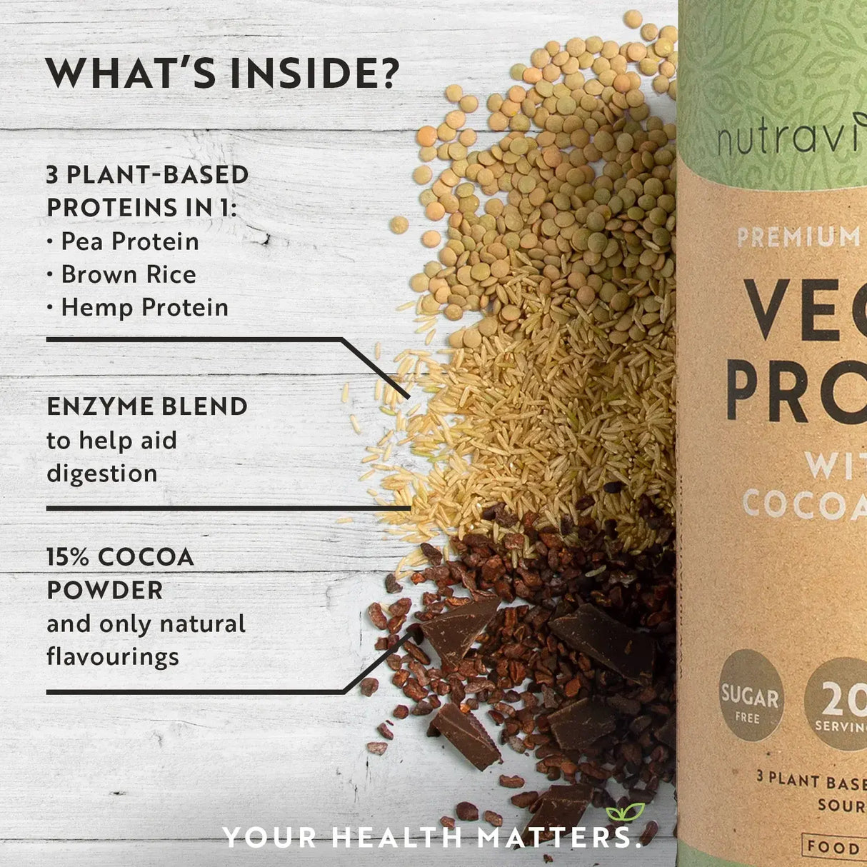 Proteine Vegane + Enzime - 750 g (Ciocolata) Nutravita