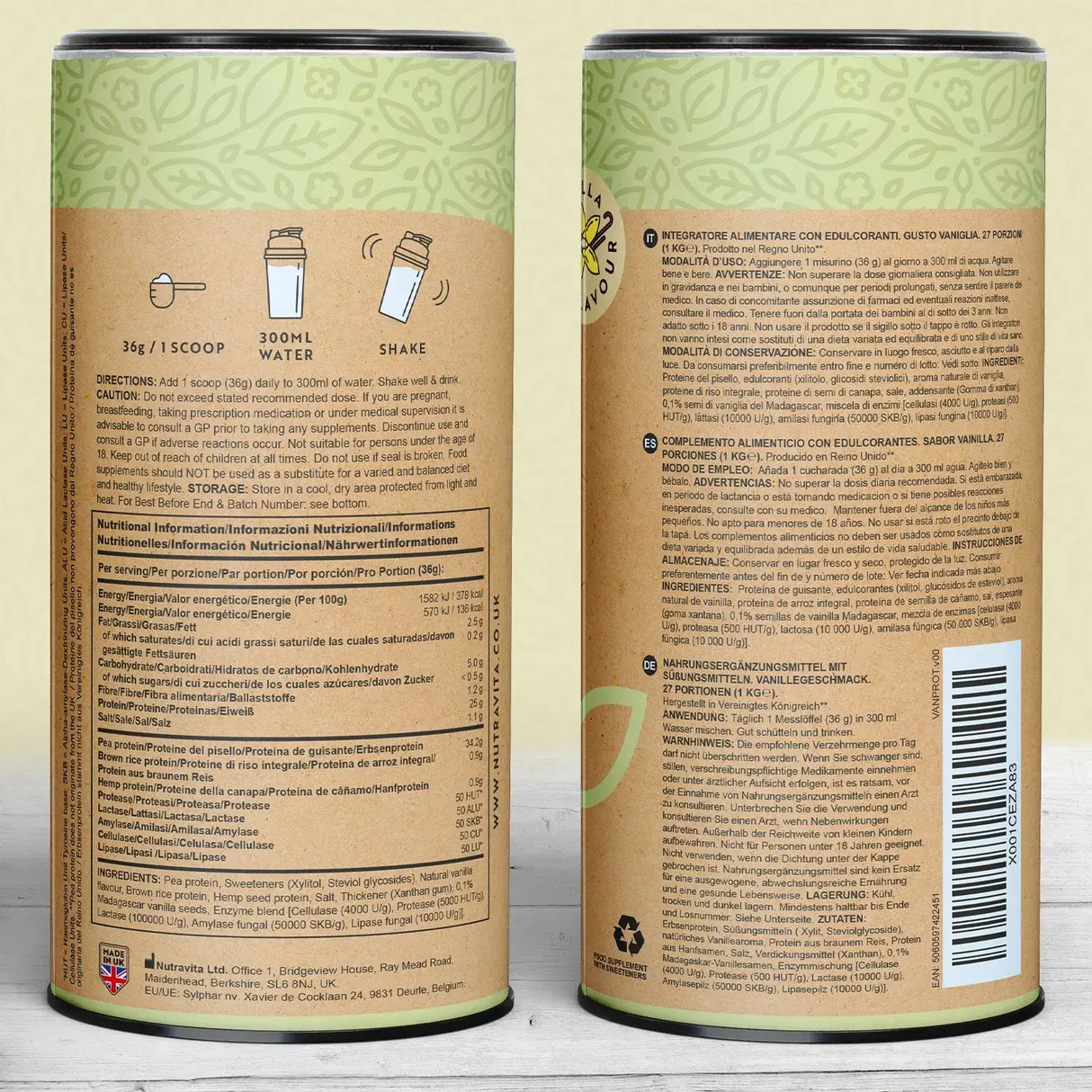 Proteine Vegane + Enzime - 750 g (Vanilie) Nutravita