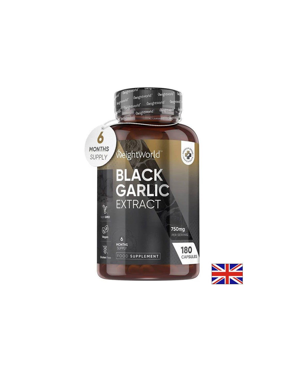 Sănătatea inimii - Usturoiul negru 750 mg, 180 capsule - Usturoiul negru