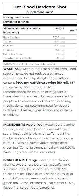 Cutie Hot Blood Hardcore Shot / 12 x 60 ml
