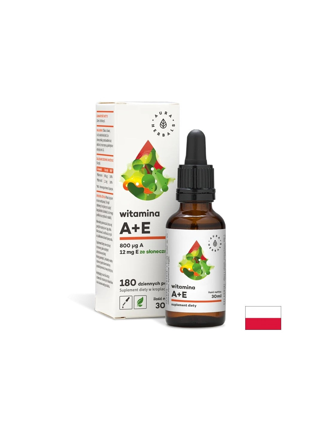 Vedere și imunitate - Vitamina A (800 μg) + E (12 mg), 30 ml picături Aura Herbals