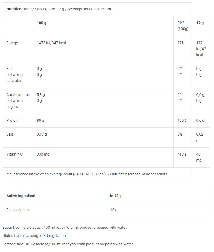 Pulbere de băutură cu colagen marin - 0,240 kg