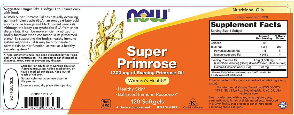 Super Primrose Oil 1300 mg - 60 capsule de gel
