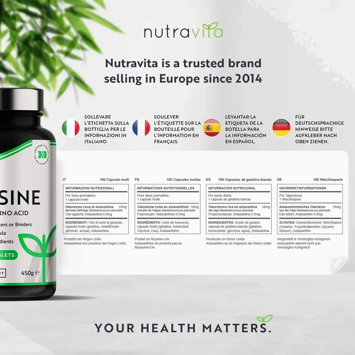 L-Lysine 1100mg 240 Vegan Tablets - Nutra Best Europe