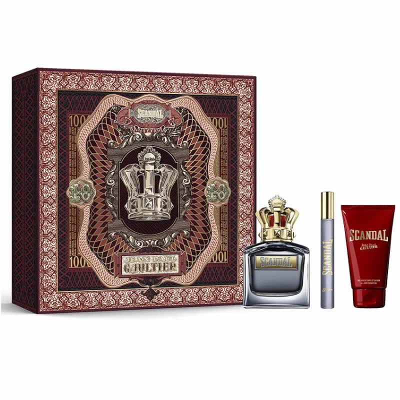 Jean Paul Gaultier Scandal For Him Apa de Toaleta Spray 100ml Set 3 Piese