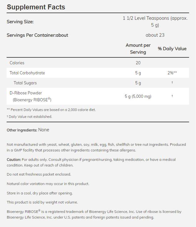 Pulbere de D-riboză - 227 grame