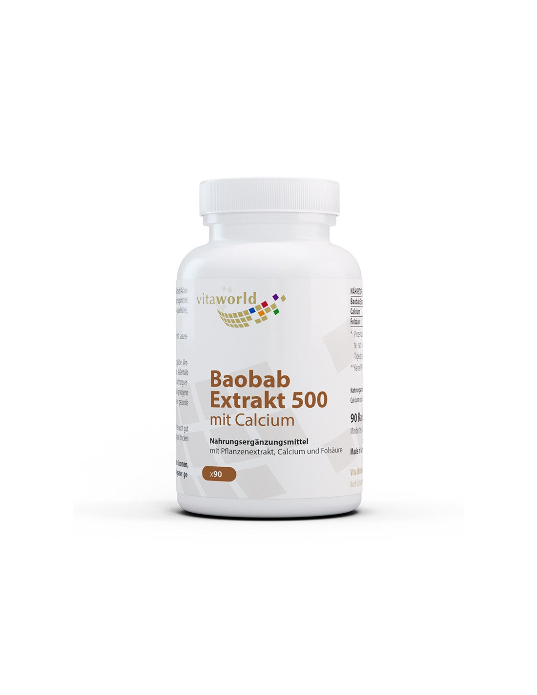 Imunitate si energie - Extract de Baobab + Calciu si Acid folic, 90 capsule