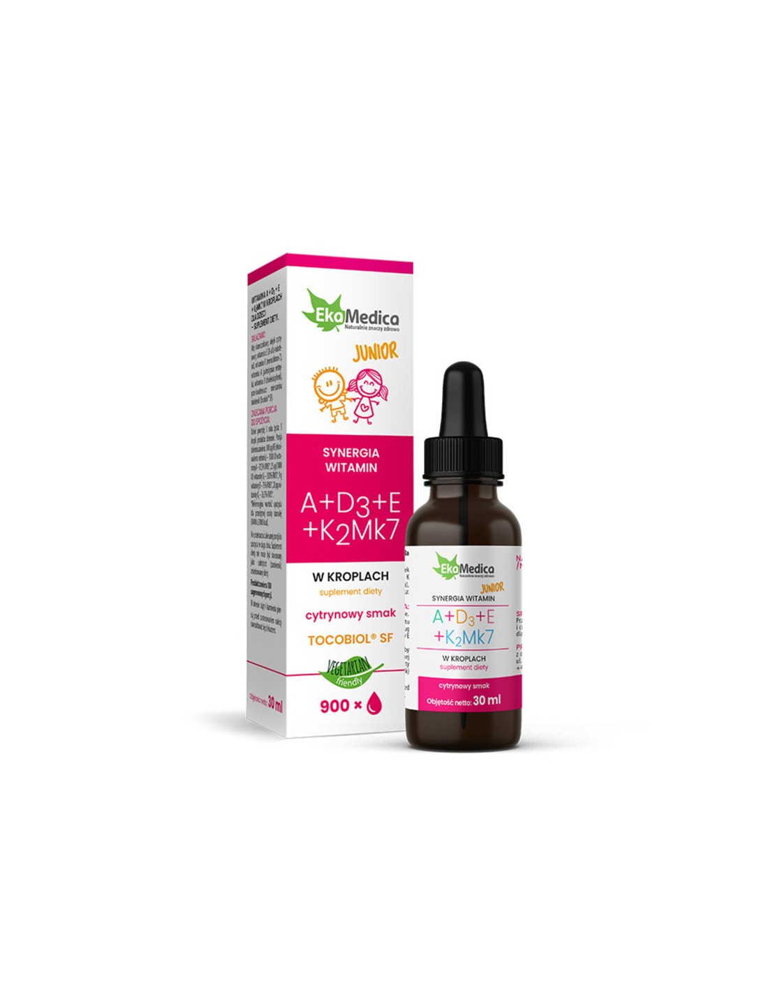 Vitamine A+D3+E+K2 (Mk7) - formula pentru copii, picaturi 30 ml EkaMedica