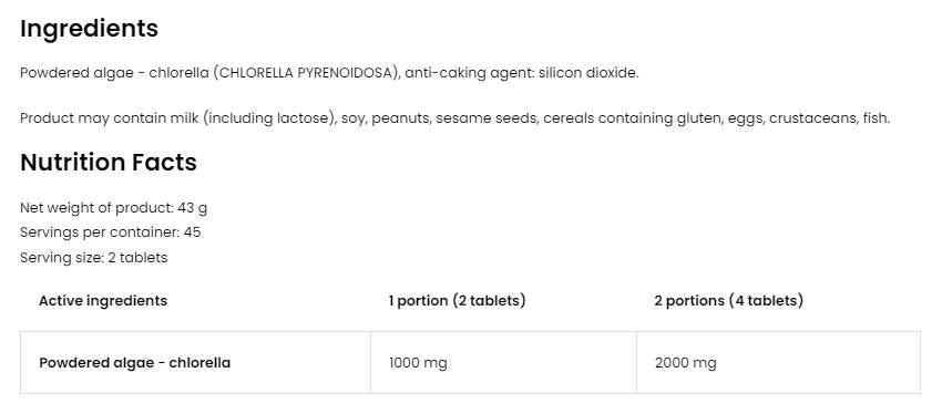 Chlorella - 1000 de tablete