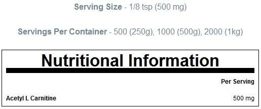 Pudră de acetil L-carnitină - 250 de grame