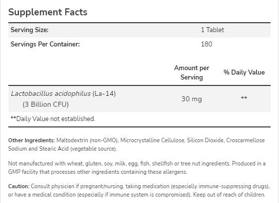 Acidophilus Three Billion - 180 de tablete