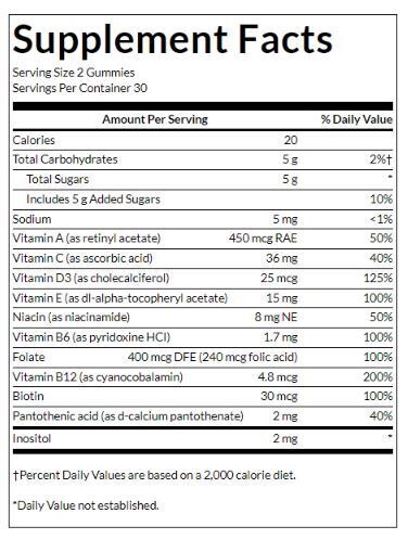 Gumii cu multivitamine pentru adulți | Piersici, portocale și căpșuni - 60 de tablete masticabile