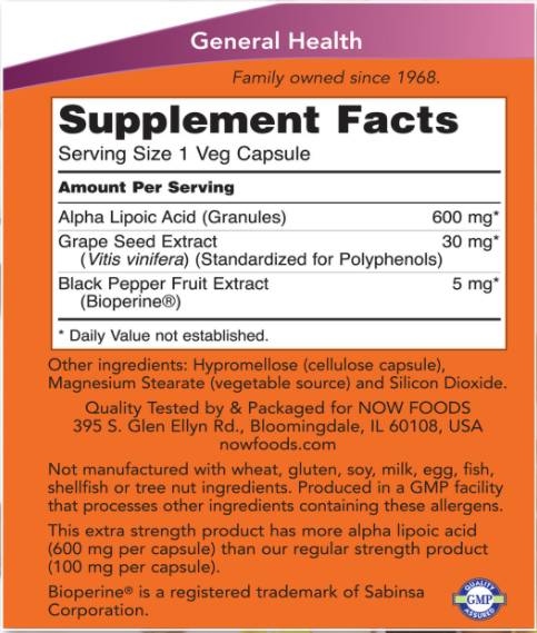 Acid alfa lipoic 600 mg / Extra Putere - 120 capsule