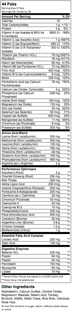 Animal Pak - 15 pachete