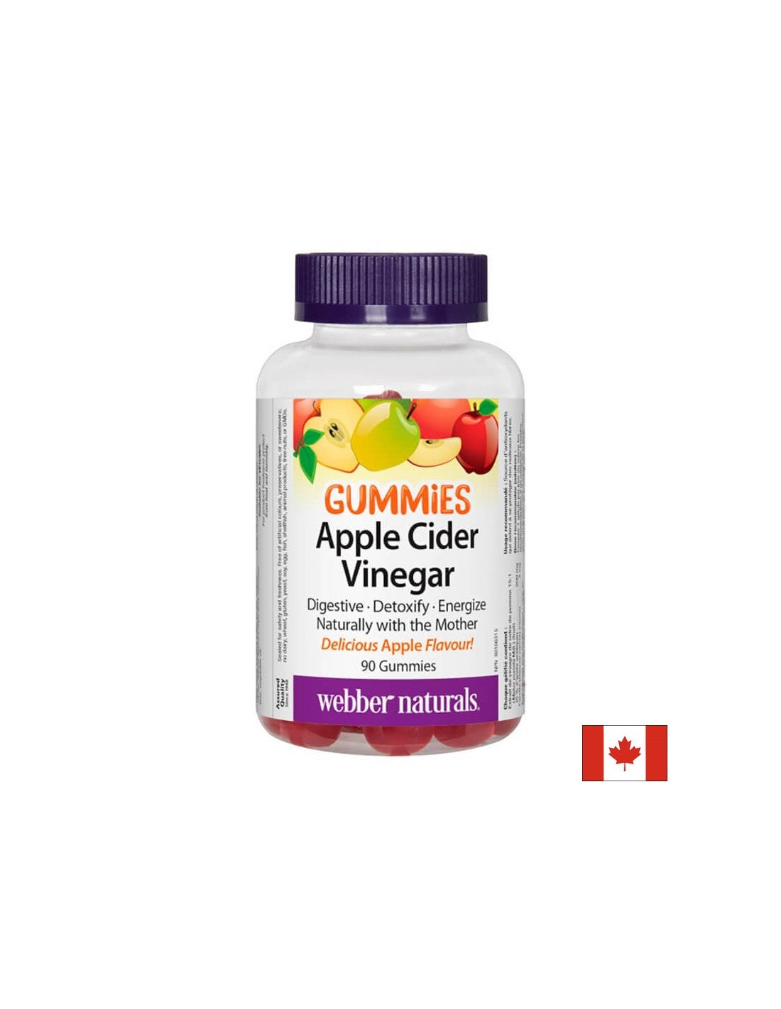 Gumii cu oțet de cidru de mere - protecție antioxidantă și metabolism rapid, 90 de tablete de jeleu Webber Naturals