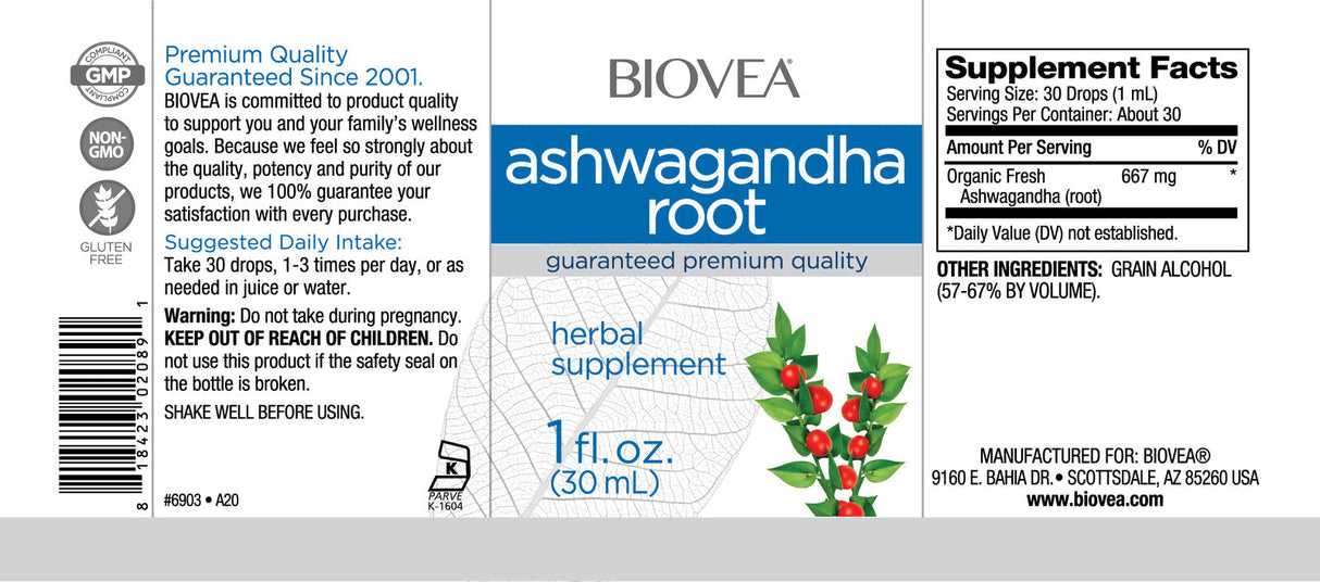 Ashwagandha Root Picaturi lichide / 30 ml