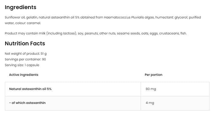 Astaxanthin Forte 4 mg 90 capsule de gel