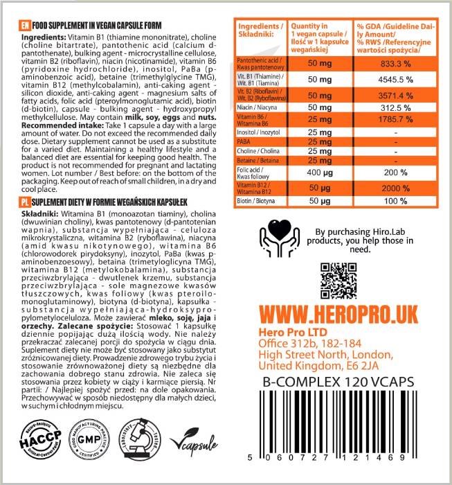 B-Complex B-50 | Potenta mare 120 capsule