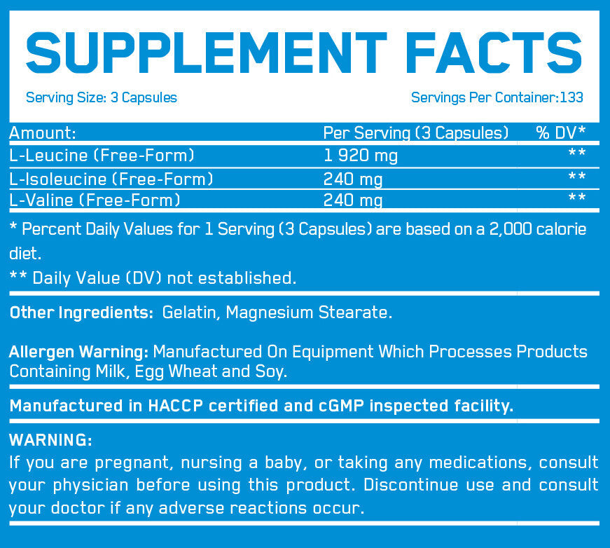 BCAA 8:1:1 800 mg / 400 capsule.