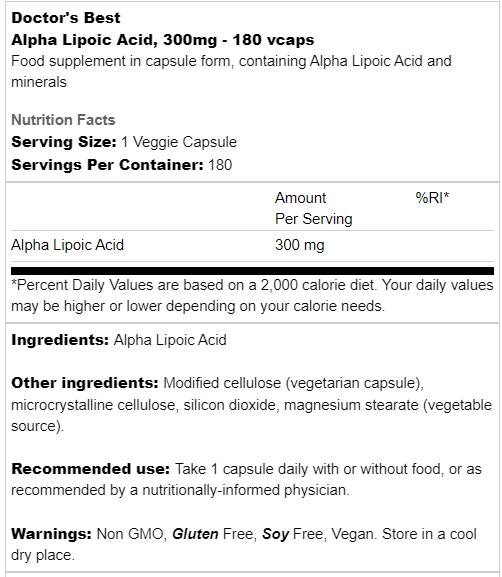 BEST Acid Alfa Lipoic 300 mg - 180 capsule