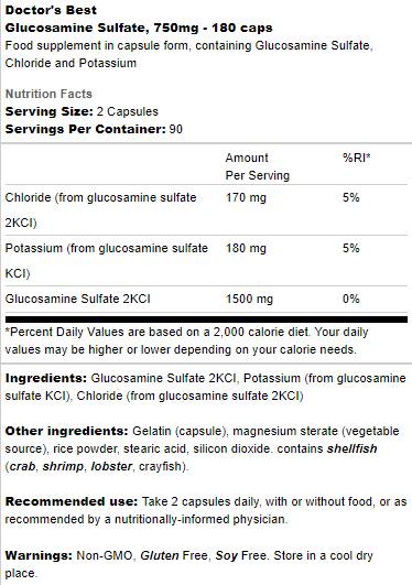 BEST Glucozamină Sulfat 750 mg - 180 capsule