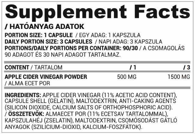 Otet de mere 500 mg - 90 capsule
