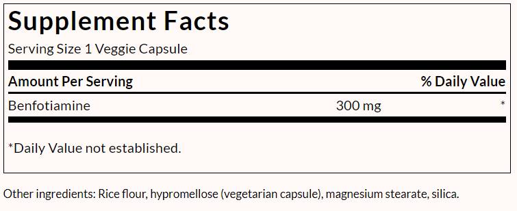 Benfotiamină 300 mg - Putere maximă - 60 capsule