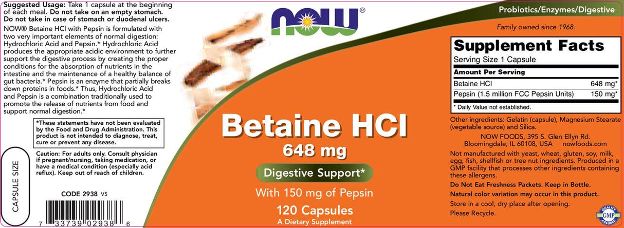 Betaină HCI 648 mg - 120 capsule