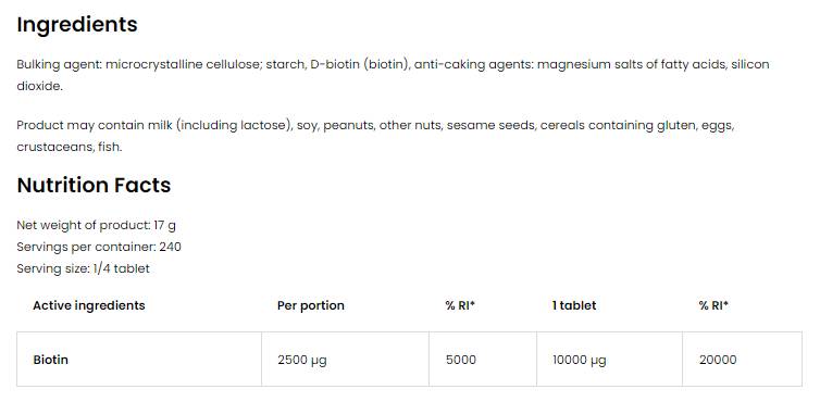 Biotină 10.000 MAX 60 tablete