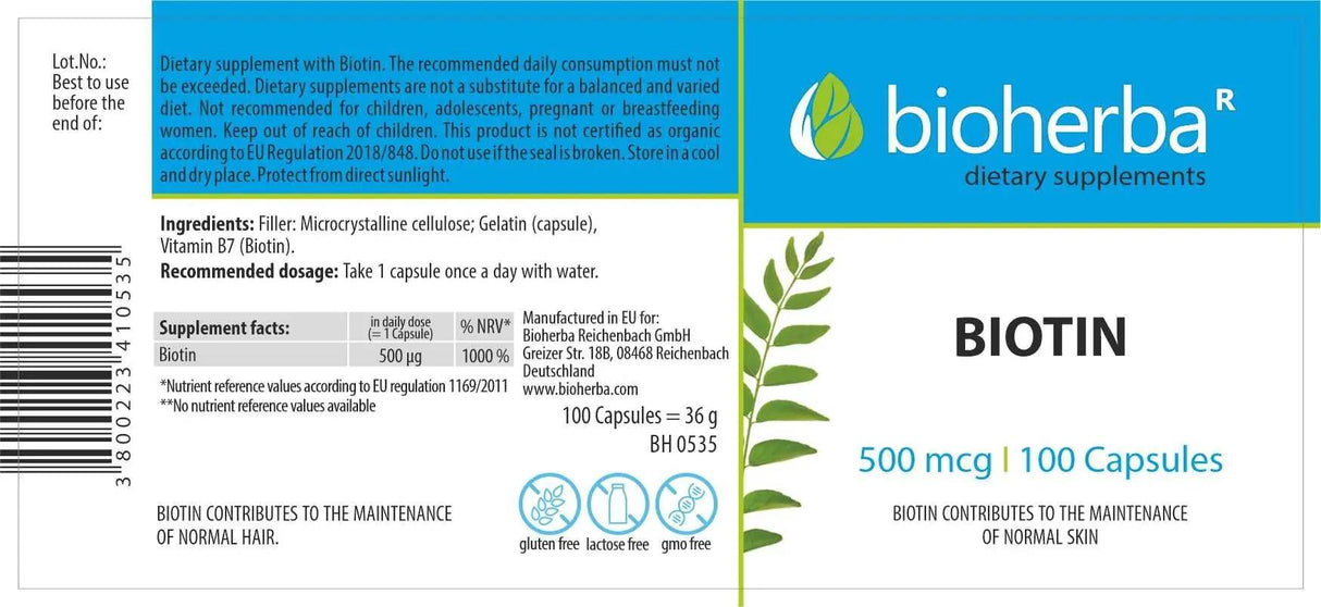 Biotină 500 mcg - 100 capsule