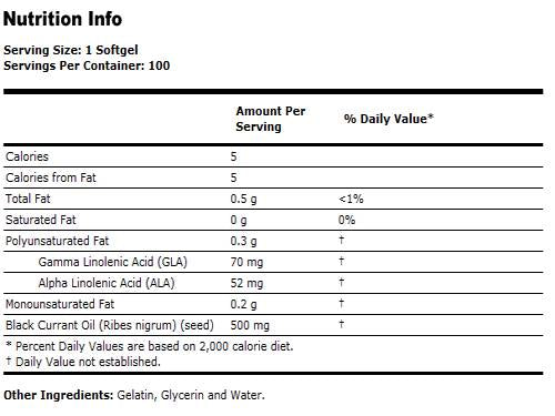 Ulei de coacăze negre 500 mg - 100 capsule de gel