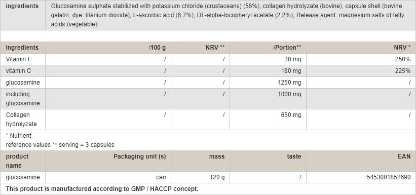 Capsule de glucozamină - 120 capsule