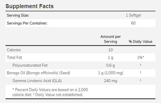 Ulei de borage 1000 mg - 60 capsule de gel