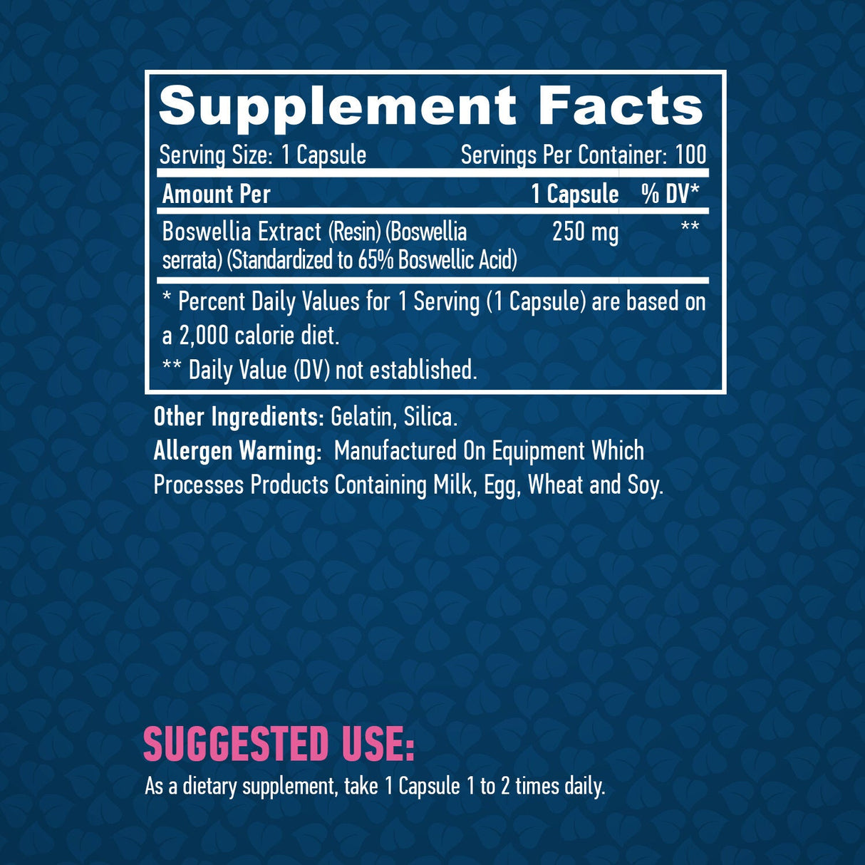 Boswellia 250 mg. 100 de capsule.