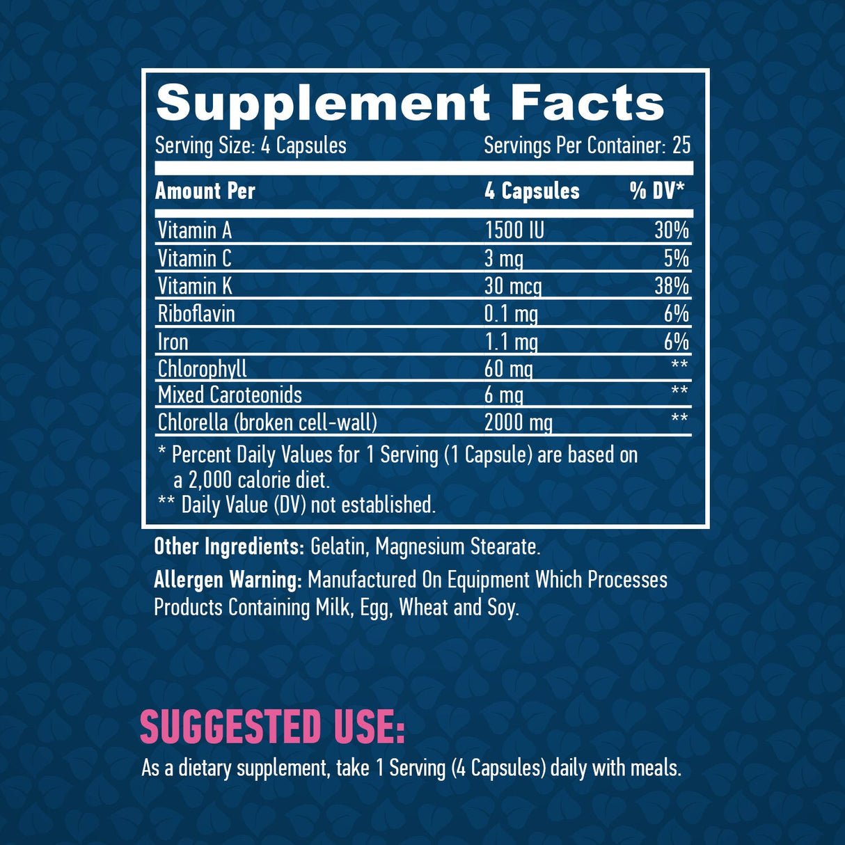 Perete celular spart Chlorella 500 mg. / 100 Caps.
