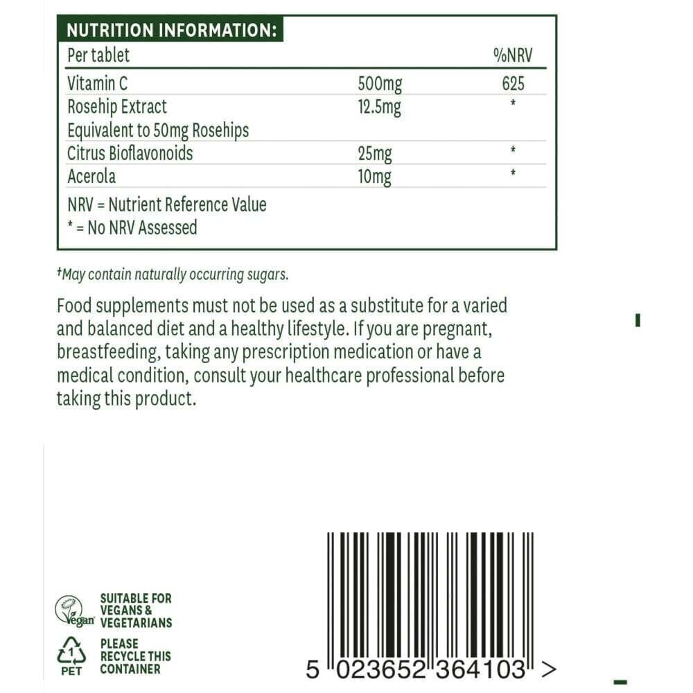 Vitamina C cu macese, bioflavonoide si acerola (Vitamina C Chewable) 500 mg 100 tablete masticabile NaturesAid