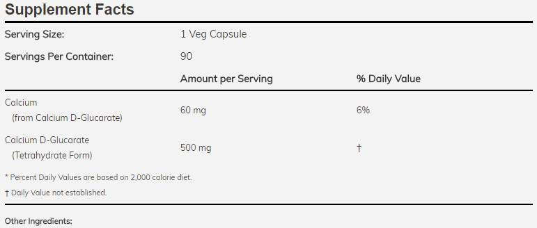 D-Glucarat de calciu 500 mg - 90 capsule