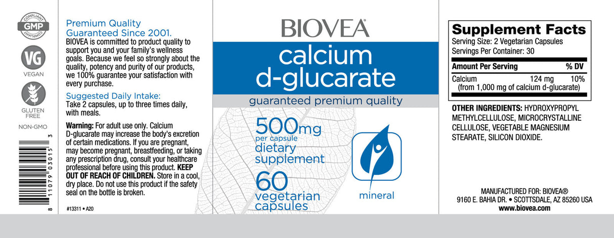 D-glucarat de calciu 500 mg / 60 Caps