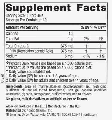 DHA Vegetarian pentru copii 375 mg - 120 tablete masticabile