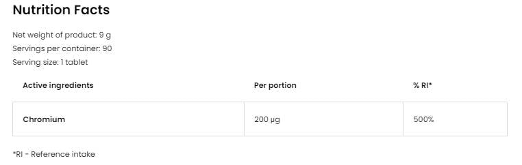 Pastile de crom 200 mcg 90 comprimate sublinguale