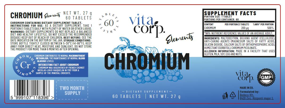 Picolinat de crom 200 mcg - 60 comprimate